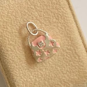 Sterling Silver & Pink Enamel Handbag Charm
